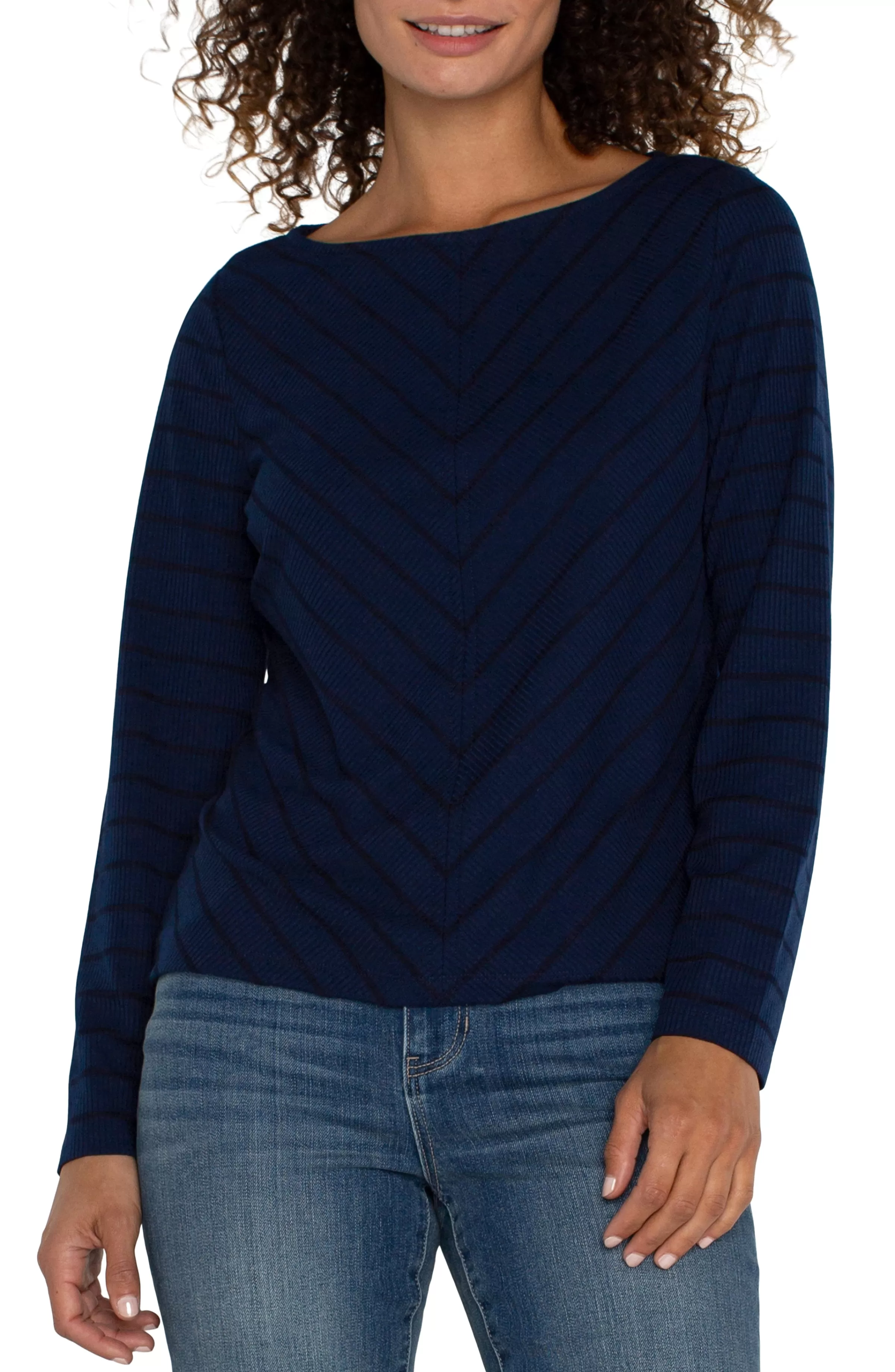 PETITE LONG SLEEVE MITER KNIT TOP*Liverpool Los Angeles Shop